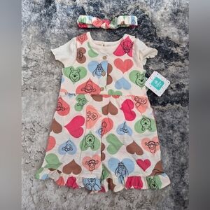 Disney Kids Dress with Heart and Character Print - Multicolor